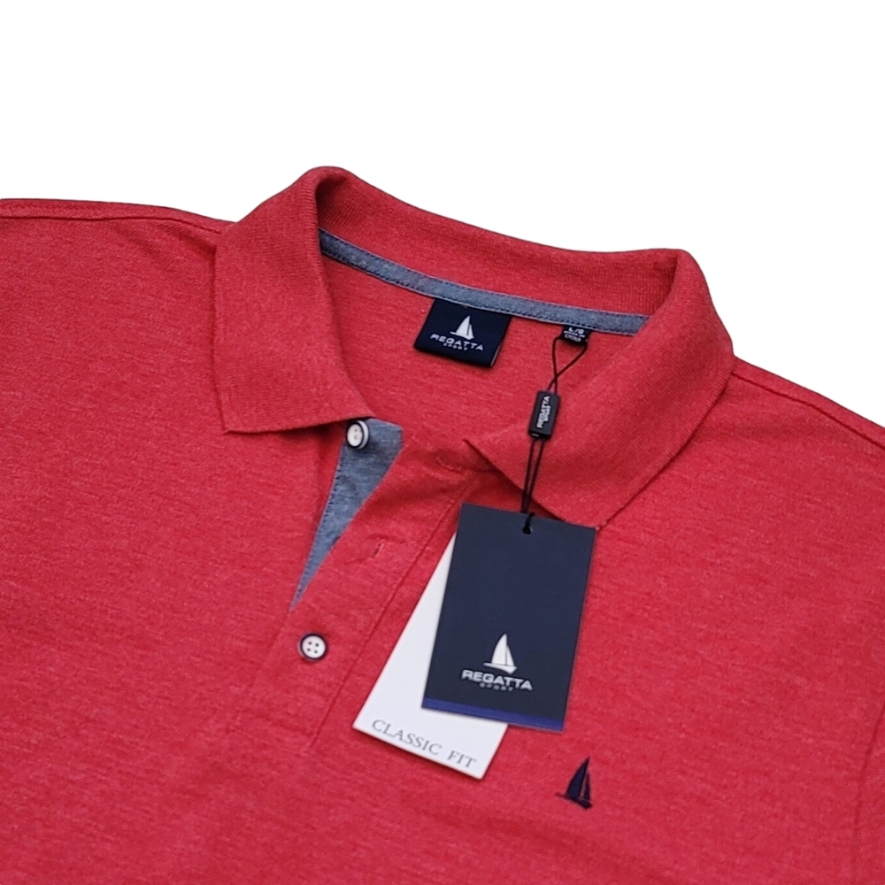 Regatta Sport Polo Shirt Men's L (Large) Short Sleeve Red & Blue Logo - NWT